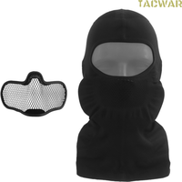 Airsoft Balaclava Headgear with Steel Mesh Mask, Elastic Breathable Tactical Full Face Mask for Hunting Sport Cycling