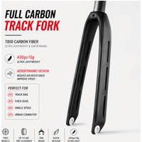 Carbon Fiber Track Fork 700C T800 Full Carbon Fixed Gear Bike Fork Matte Finish Straight Steerer Quick Release Rim Brake 28C Tir