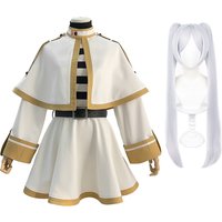 HOLOUN Frieren Beyond Journey's End Anime Frieren Cosplay Costume Shawl Cloak Dress Wig Grey Ponytail Rose Net Christmas