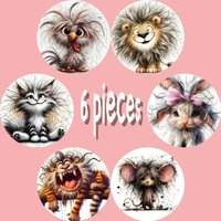 6-piece set - Cat themed, wooden coaster, anti slip and heat-resistant, dining table decoration, restaurant gift
