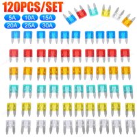 60/120pcs Auto Car Truck Mini Fuse Blade 5A 10A 15A 20A 25A 30A Mixed Kit Fuse Set Assortment Cars Safety Blade Fuses Accessorie