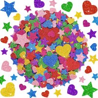 300pcs Glitter Foam Stickers Colorful Heart Star Stickers Self-Adhesive Foam Stickers Scrapbooking Greeting Cards Party Supplies