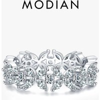 MODIAN Classic 925 Sterling Silver Clear CZ Dazzling Flower Stackable Finger Ring For Women 2021 Party Fine Female Jewelry Anel