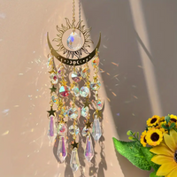 1 Pc Gold Star Moon Outdoor Lighting Crystal Wind Chime Hanging Garden Sun Catcher Holiday Wedding Party Decoration Supplies