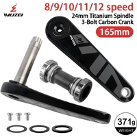 WUZEI Carbon Fiber Crank Set Bicycle Crank 165 170mm Speed Crankset 24mm Ti Shaft Ultra Light Crank Set, Suitable For Shimano