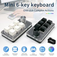 Mini Custom Programming Keyboard 6 Keys 1 Knob RGB Programming Macro Gaming Knob Keypads USB Wired Hot Swap Mechanical Keyboard