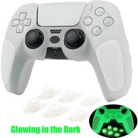 Glowing in Dark Transparent Soft Silicone Skin Cover for PS5 Controller Case Video Gaming Accessories with Joystick Grip Caps