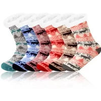 Christmas Gift Thermal Socks Women Winter Warm nightwear Plush Soft Floor Fuzzy Fluffy Fur Slipper Sock Thick Ladies Cute Cow