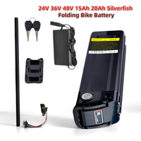 Folding bike Battery 24V 36V 48V 15Ah 20Ah for Silverfish Bike, Built-in BMS Battery Pack with 2A Charger Compatible