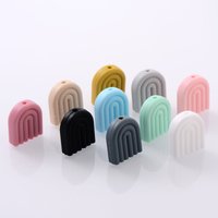 10Pcs Silicone Beads Rainbow Food Grade Teether Beads For Jewelry Making DIY Necklace Pacifier Chain Accessories