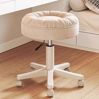 Beauty Salon Adjustable Swivel Stool with Wheels Compact Vanity Stool Computer Bench Nail Salon Barbershop Round Leather Stool