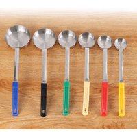 Anti-Hot Pizza Spread Ladle Measuring Soup Spoon Kitchen Cooking Tableware Stainless Steel Sauce Spoon With Long Rubber Handle