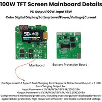 PD100W Rapid Charging Module 4S Battery Protection Board TFT Colour Screen Digital Display Portable Power Bank DIY Module