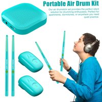 Virtual Electronic Drum Set Electric Pocket Air Drum Kit with Drumsticks Pedals Audio Converter for Adults Kids Beginners