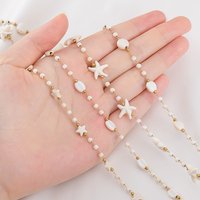 1M Boho Chain Stainless Steel White Natural Stone Starfish Beaded Chain Bracelet Necklace Beach Holiday Jewelry Making Supplies