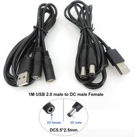 1M USB 2.0 male to 2 way DC male Female Power supply Splitter Connector Cable plug Cord adapter 22awg 3A A07