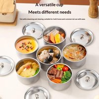 1/3/5PCS Stainless Steel Steamed Egg Bowl Ramen Rice Fruit Salad Stew Bowls With Lids Soup Cup Food Container Kitchen Tableware