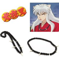 Anime Inuyasha Necklace Word Spirit Rosary Black Beaded Necklace Bangle Logo Pendant Jewelry Gift