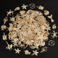 10/20/30pcs Metal KC/Vintage Gold/Silver Color Ocean Animal Charm Random Mix Shell Fish Turtle Charms For Jewelry Making Pendant