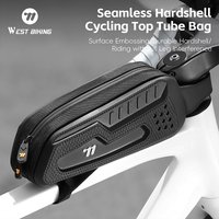 WEST BIKING Narrow Edge Wind Resistant Bicycle Upper Tube Bag PU EVA Hard Shell Cycling Phone Bag Waterproof Cycling Frame Tools