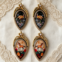 Vintage Peacock Oil Painting Earrings Luxury Lightweight Dangle Earrings for Women Party Jewelry