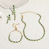 Waterproof Choker Iced Out Tennis Chain Necklace Bracelet For Women Luxury Cubic Zircon Crystal Hiphop Accessories Jewelry Set