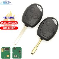 BEST KEY 3 Buttons Remote Key Fob 315Mhz 433MHz 4D60 4D63 Chip For Ford Mondeo Focus Fusion Fiesta Galaxy Transit Full Car Key