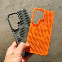 Magnetic Case For Samsung Galaxy S26 Ultra S25 S24 23 22Ultra Plus Pure Color Honeycomb Heat Dissipation Frame Cover For Magsafe
