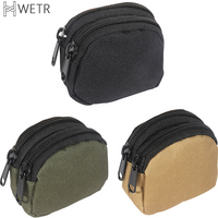 Nylon Double Zipper Pocket Coin Purse Men Outdoor Pouch Lightweight Small Card Holder Keys Storage Belt Waist Bag