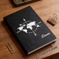 Personalized Name-Engraved Faux Leather Notebook - a Textured Cover, Suitable for Work, Travel, Meetings, Halloween, Christmas