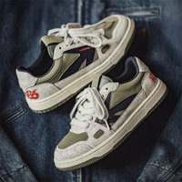 Maden Men's Retro Color Block Casual Skate Shoes Chunky Platform Soft Sole Lace-Up Round Toe Board Shoes Street Trendy Sneakers