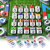 Soccer Rotating Clicker Keychain with Country Flag Charm Football Fan Stress Relief Fidget Toy Collectible Pendant