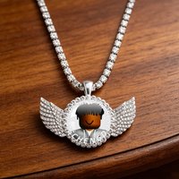 Cartoon CharacterT-Tayvion C-Cole Creative Funny MeMe Angel Wing Glass Cabochon 25MM Pendant Necklace Gift MS019