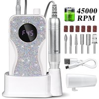 Perceuse à ongles électrique professionnelle 45000 tr/min, rechargeable, portable, faible bruit, pour manucure en salon