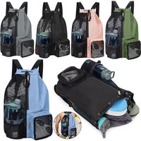 Mesh Drawstring Gym Bags for Swimming Pool Sports Beach Mesh Drawstring Backpack for Men Women Swimmers Workout Gear Cinch Bag