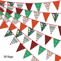 10M Fabric Christmas Bunting Banner 36pcs Triangle Flags For Birthday Party Wedding Halloween Christmas Decoration