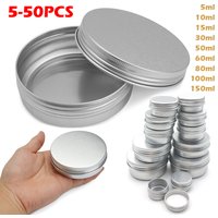 5/50Pcs Round Aluminum Box Tin Cans 5ml 10ml 15ml 30ml 50ml 80ml 100ml Screw Top Lid Storage Beard Lip Balm Oil Craem Empty Can