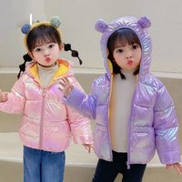 Autumn Winter Glossy Down Jackets For Girls Children Clothing Warm Hooded Outerwear For Boys Toddler Girls Fashion Coat Jacket