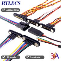 3A Magnetic Spring Loaded Pogo Pin Connector 24VDC LED Snap-on JST SM JR Servo Extended Cable 5/6/7/8/9 Pin Male Female Blind