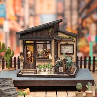 CUTEBEE Kissa Coffee Book Nook Kit 3D Wooden Puzzle Dollhouse with LED Light DIY Miniature House Model