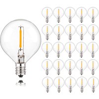 25PCS Vintage G40 LED Light Bulbs 1W E12 220V Warm White 2200K Clear Glass Equal 7W Incandescent String Light Replacement Bulb
