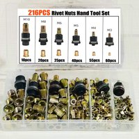 216/304-teiliges Set aus Nietmuttern und Handwerkzeugen, Sortiment metrischer Nietmuttern (M12/M10/M8/M6/M5/M4/M3), geeignet für Möbel, Dekoration, Automobil-, Marine- und Industrieanwendungen