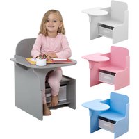 BonChoice Kids Table and Chairs with Storage Bin Wooden Toddler Table and Chairs Sets 2 in 1 Children Chair Desk for Study