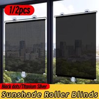 2/1Pcs Black Dots Sunshade Curtain Nail Free Car Heat-Insulating Side Curtains Retractable Privacy UV Protection Roller Dlinds