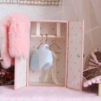 Miniature Furniture 1:12 Scale Paper Wardrobe (Includes 3 Small Metal Hangers), Mini House Decoration Item