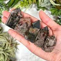 1pc Garden Quartz Mini Point,Polished Clear Green Crystal Tower, Crown Chakra, Healing Stone)