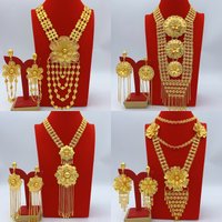 Nigeria Bridal Big Necklace Earrings Jewelry Set For Women 24K Gold Plated Indian African Dubai Wedding Party Gift Jewellery