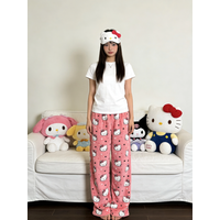 Hello Kitty Flannel Sleep Pants, Rose-colored Warm Lounge Pants, Stylish Strolling Pants for Parties! Ideal Holiday Gift!