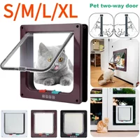 Cat Flap Door with 4 Way Security Lock ABS Plastic Gate Puppy Kitten Safety In/out Dog Cat Flap Door Kit Small Pet Supplies