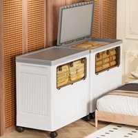 Collapsible Storage Bin with Lid Folding Storage Box with Wheels Closet Organizer for Home Office Dorm Room for Organizing Clothes Snacks (Apricot)